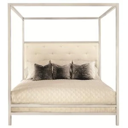 Landon Metal Queen Poster Bed with Modern Art Style